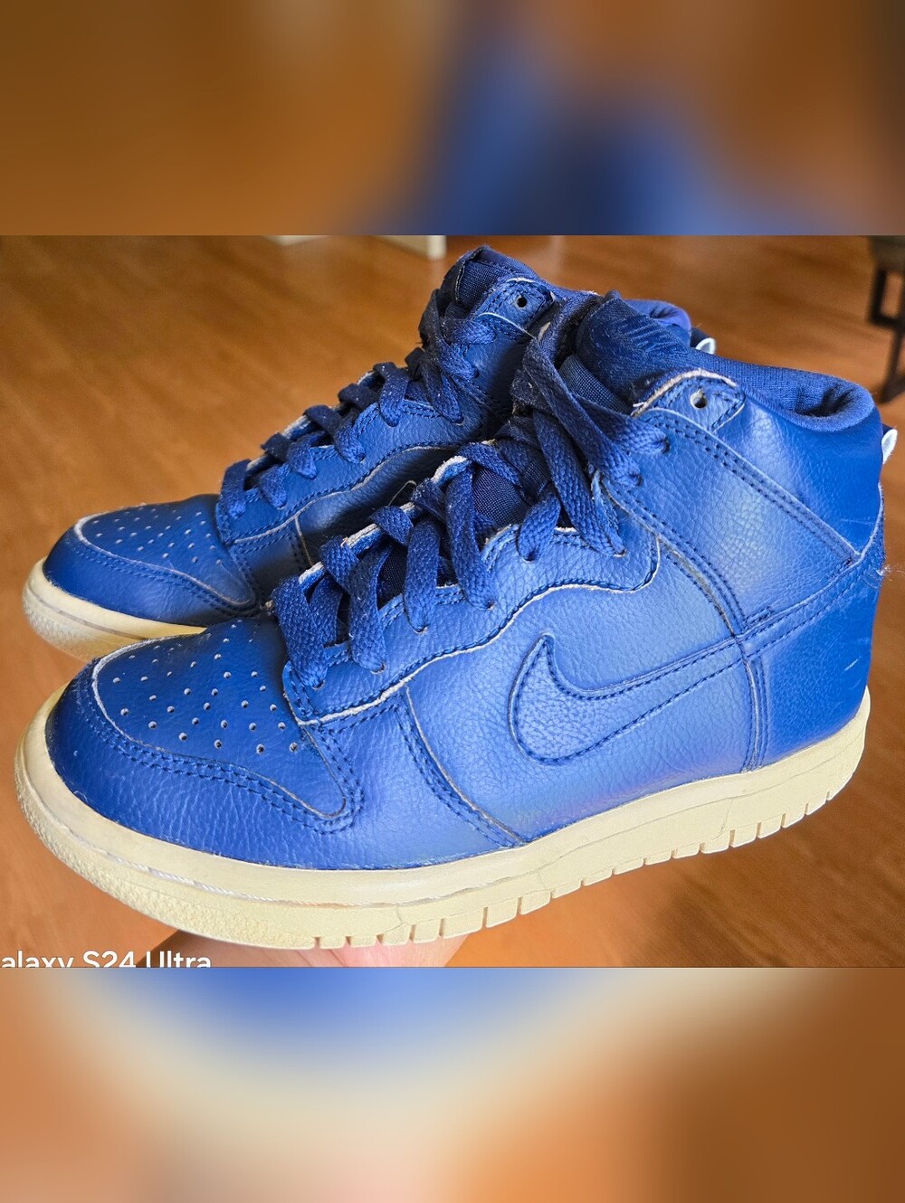 Sz 4Y Big Kids NIKE DUNK HI Royal Blue Leather
